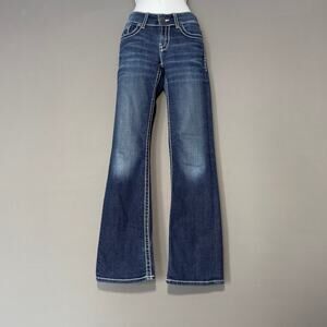 BUCKLE BKE CULTURE Y2K Boot Cut Jeans Low Rise Whiskers Embroidered Pockets 26